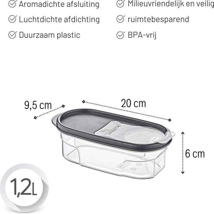 Emhouse Voorraadpotten Set van 4x0.5L Antraciet Kunststof