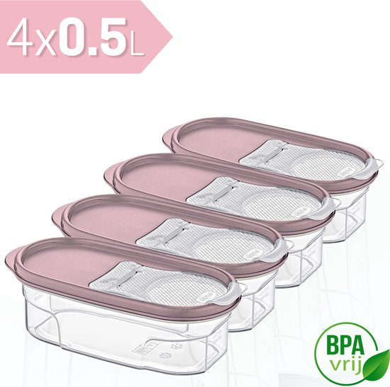 Emhouse Voorraadpotten Set van 4x0.5L Roze