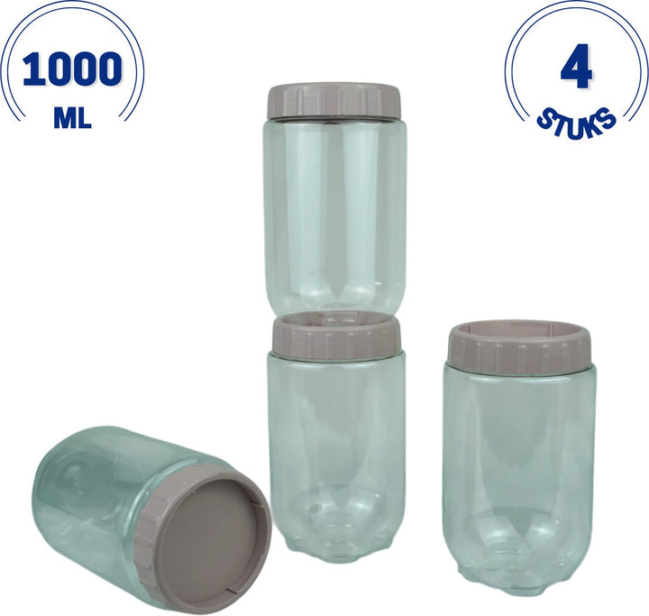 Emhouse Voorraadbussen Set van 4x1L Rond met Lock deksel Roze