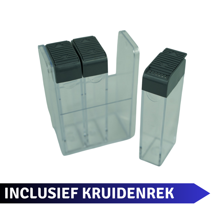 Emhouse Kruidenpotjes met Kruidenrek 3-delig Antraciet