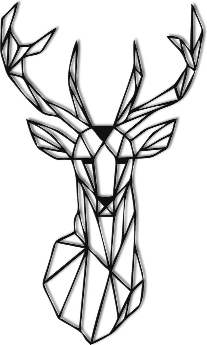 Wanddecoratie Geometrische Hertenkop Zwart 56x90cm