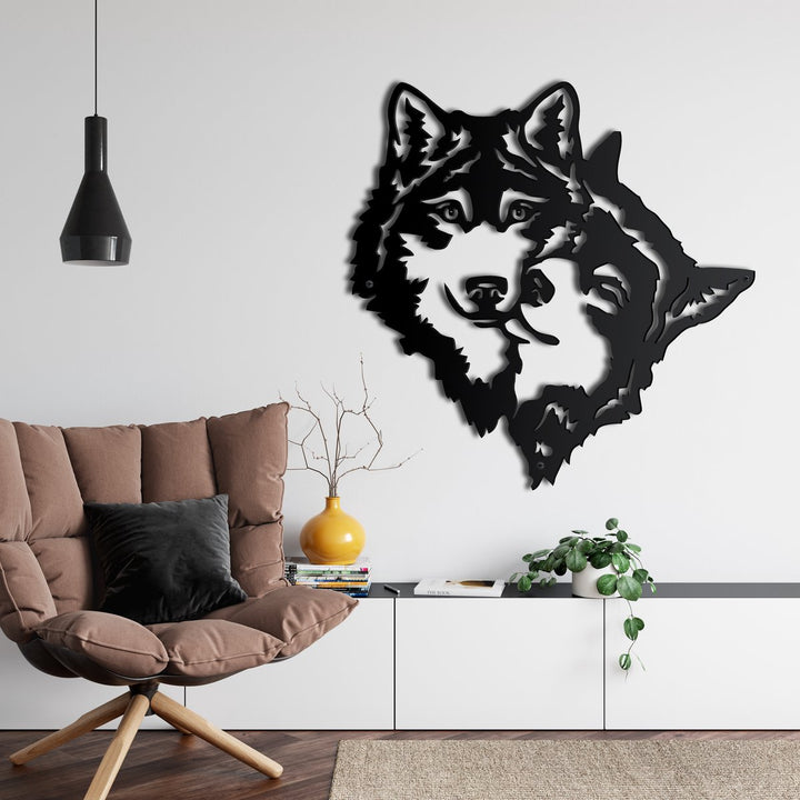 Wanddecoratie Wolvenhoofd Zwart 71x71cm