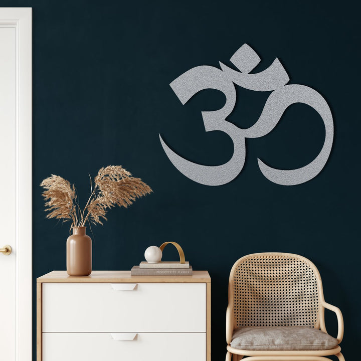 Wanddecoratie OM Zilver 75x62cm