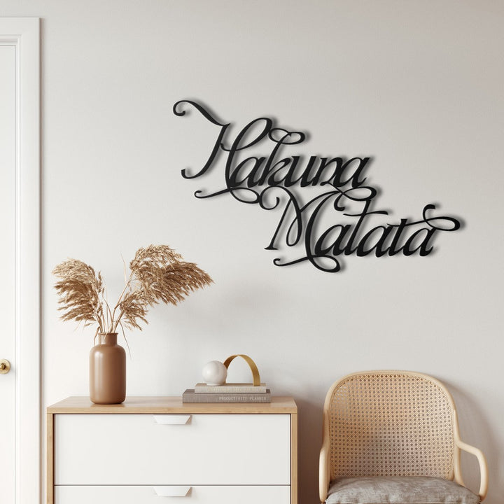 Wanddecoratie Hakuna Matata Zwart 90x54cm