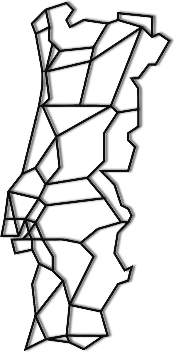 Wanddecoratie Portugal Map Zwart 37x75cm