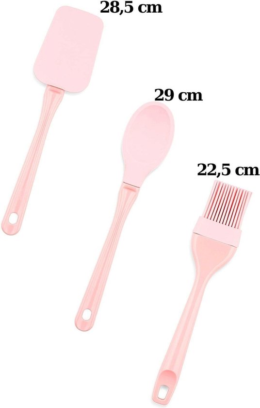 Nandy Siliconen Kookgerei set van Spatel Bakkwast Bakspatel Roze