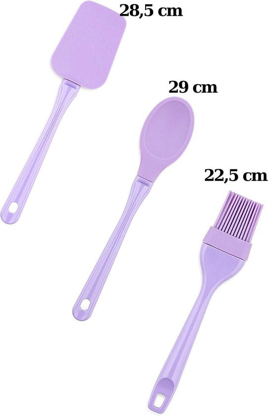 Nandy Siliconen Kookgerei set van Spatel Bakkwast Bakspatel Paars