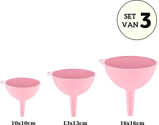 Emhouse Trechter set 3-delig 10/13/16 cm diameter Roze