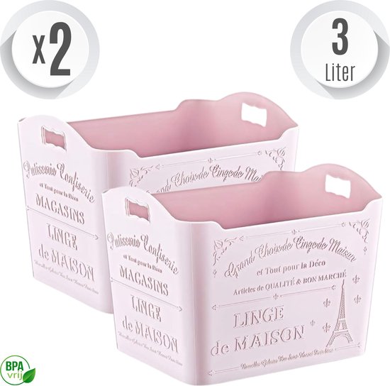 Emhouse Paris opbergmand Roze 2x3L