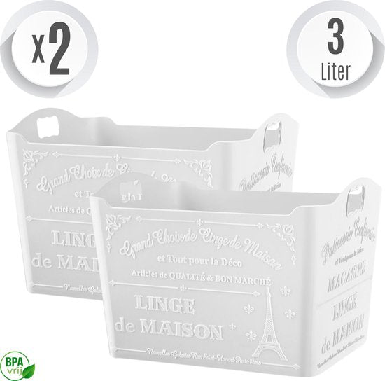 Emhouse Paris opbergmand Wit 2x3L