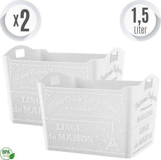 Emhouse Paris opbergmand Wit 2x1.5L