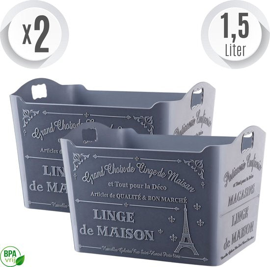 Emhouse Paris opbergmand Antraciet 2x1.5L