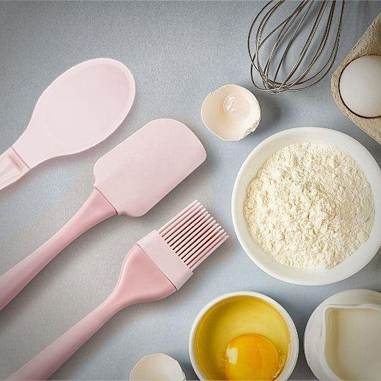 Nandy Siliconen Kookgerei set van Spatel Bakkwast Bakspatel Roze