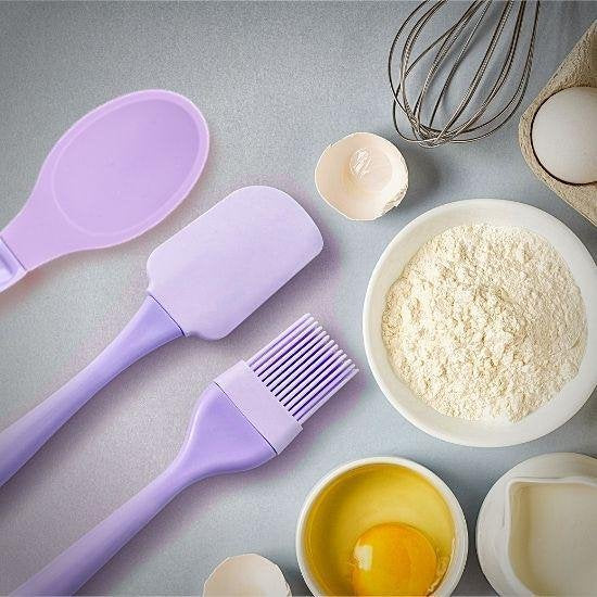 Nandy Siliconen Kookgerei set van Spatel Bakkwast Bakspatel Paars
