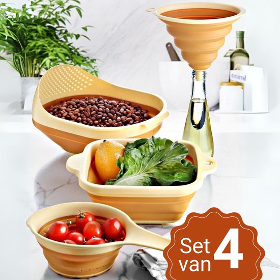 Opvouwbaar Vergieters set van 4 Geel/Oranje