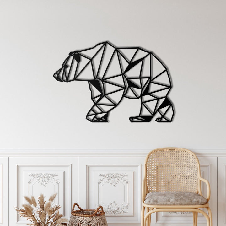 Wanddecoratie Geometrische Beer Zwart 45x30cm