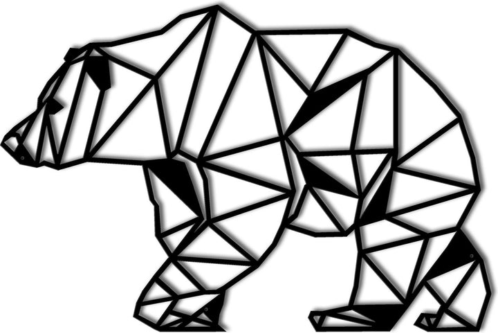 Wanddecoratie Geometrische Beer Zwart 45x30cm