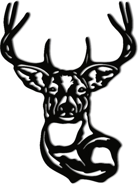 Wanddecoratie Hertenhoofd Zwart 43x61cm