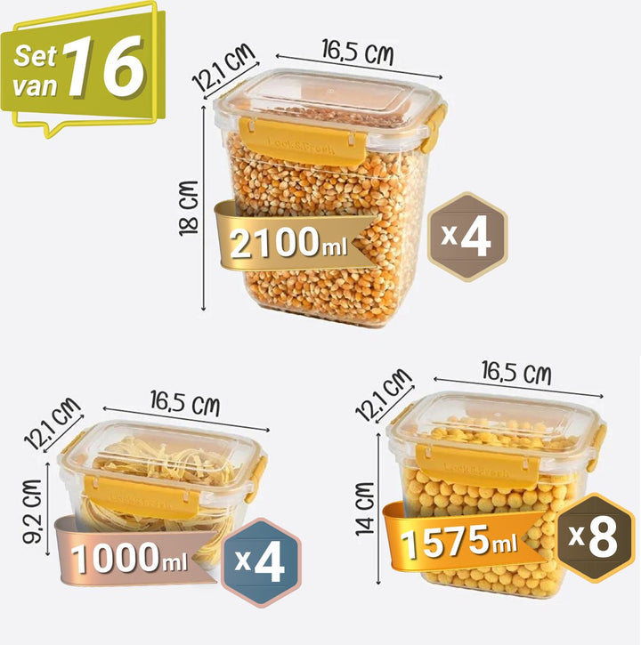 Meal Prep Vershoudbakjes Set van 16 Geel