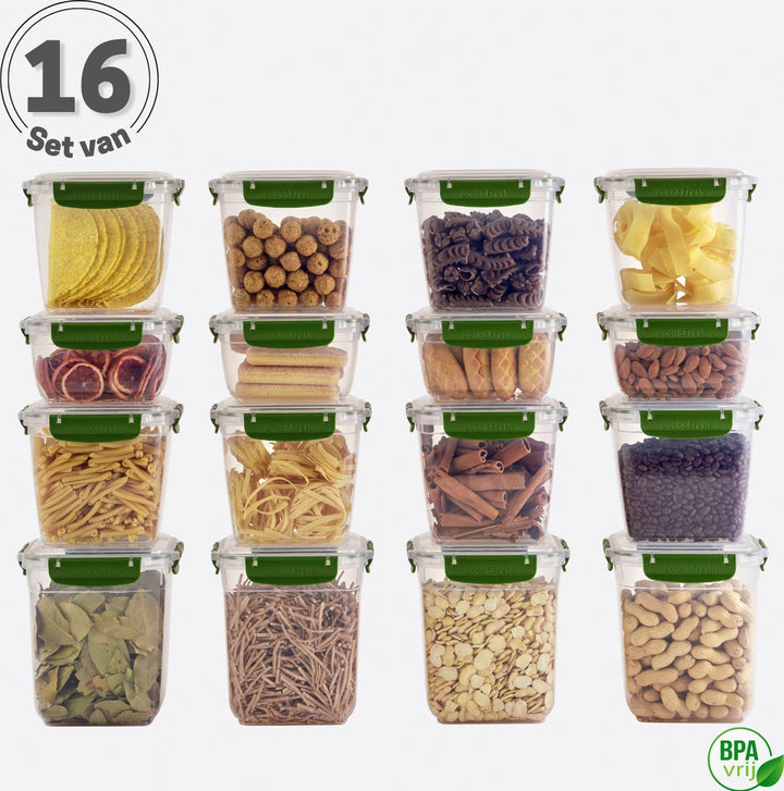 Meal Prep Vershoudbakjes Set van 16 Groen