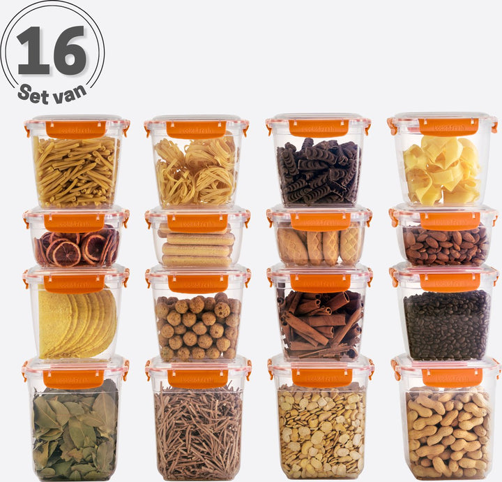 Meal Prep Vershoudbakjes Set van 16 Oranje
