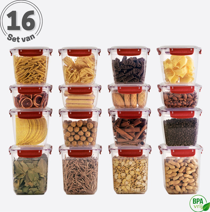 Meal Prep Vershoudbakjes Set van 16 Rood