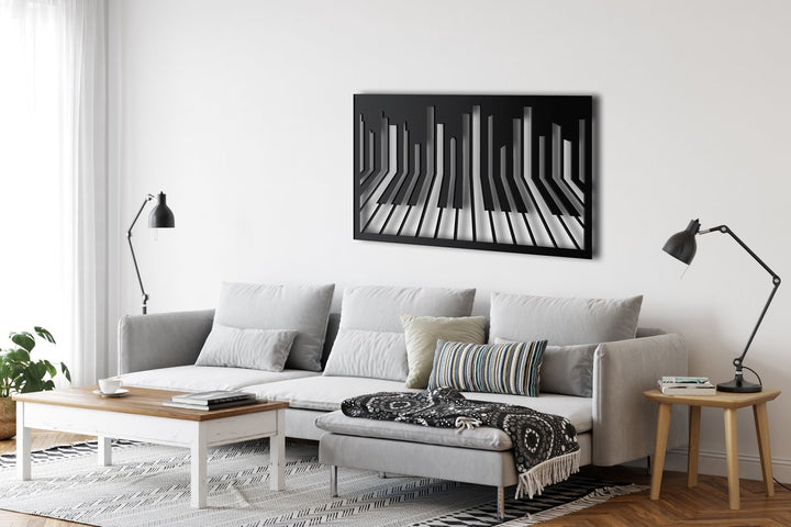 Wanddecoratie Piano Zwart 75x40cm