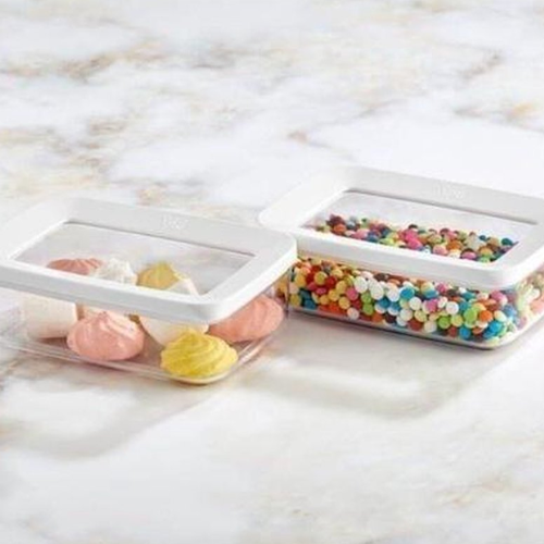 Emhouse Voorraadpotten Set van 3x0.75L Wit Rechthoekig