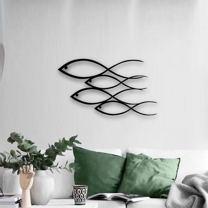 Wanddecoratie Vissen Zwart 75x42cm